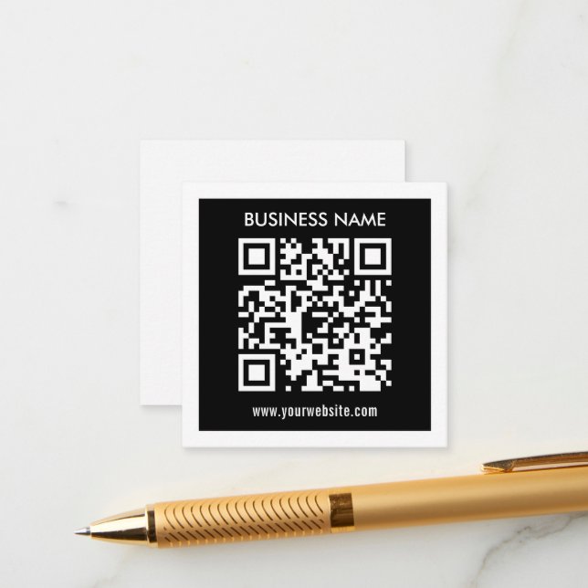 Editable (instantly generated) QR code | Black Enclosure Card (Front/Back In Situ)