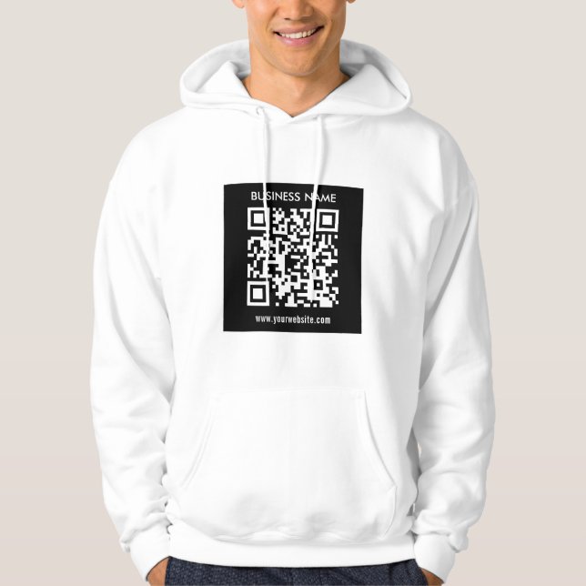 Editable (instantly generated) QR code | Black Hoodie (Front)