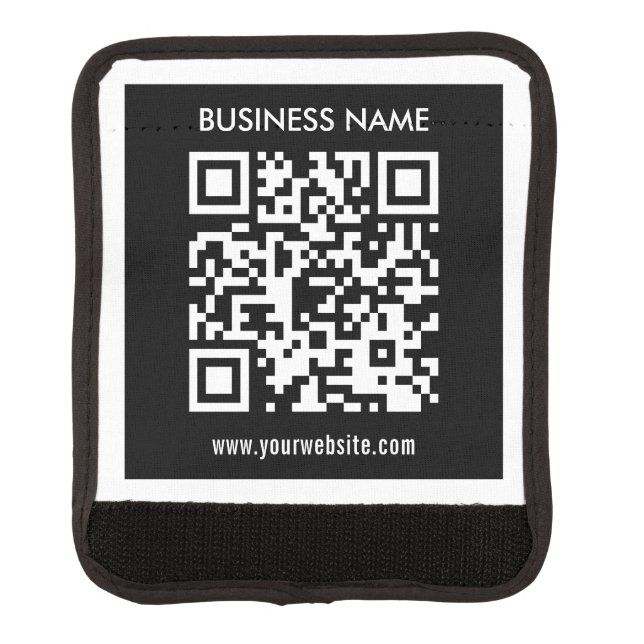Editable (instantly generated) QR code | Black Luggage Handle Wrap (Front)