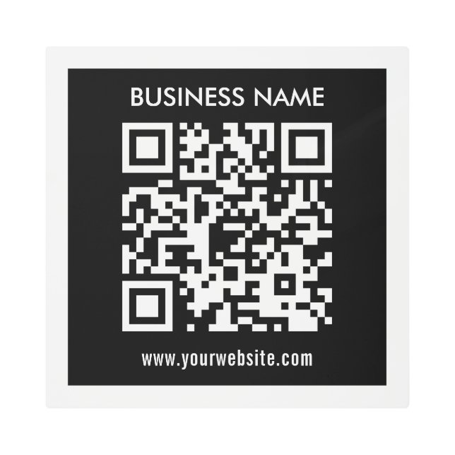 Editable (instantly generated) QR code | Black Metal Print (Front)