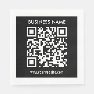 Editable (instantly generated) QR code Black Napkins
