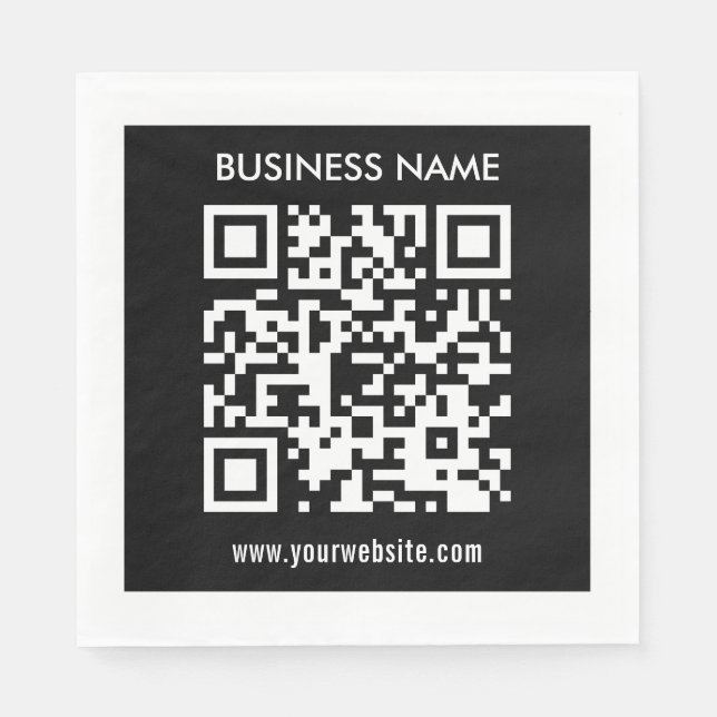 Editable (instantly generated) QR code | Black Napkins (Front)
