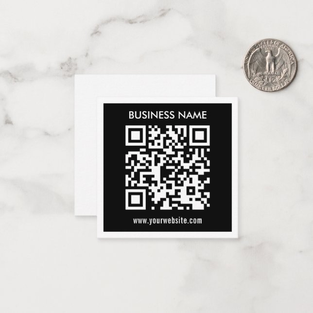Editable (instantly generated) QR code | Black Note Card (Front/Back In Situ)