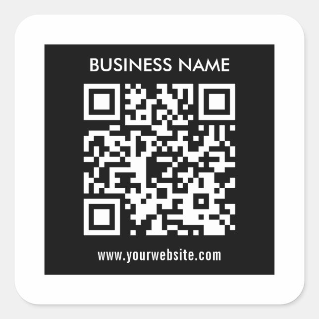 Editable (instantly generated) QR code | Black Square Sticker (Front)