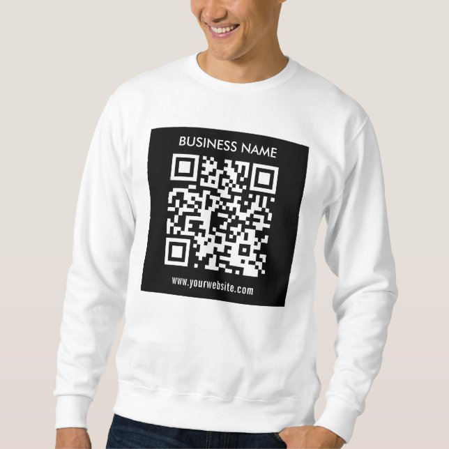 Editable (instantly generated) QR code | Black Sweatshirt (Front)