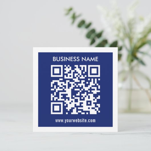 Editable (instantly generated) QR code | Navy Blue (Standing Front)