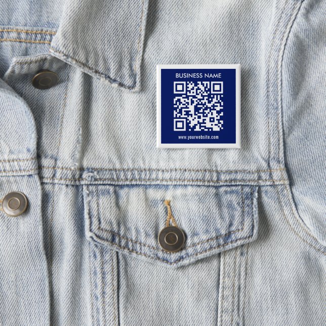 Editable (instantly generated) QR code | Navy Blue Button (In Situ)