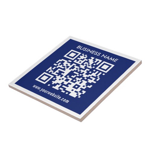 Editable instantly generated QR code  Navy Blue Ceramic Tile