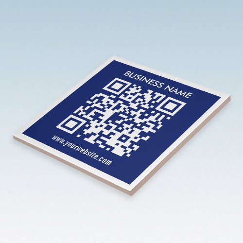 Editable instantly generated QR code  Navy Blue Ceramic Tile