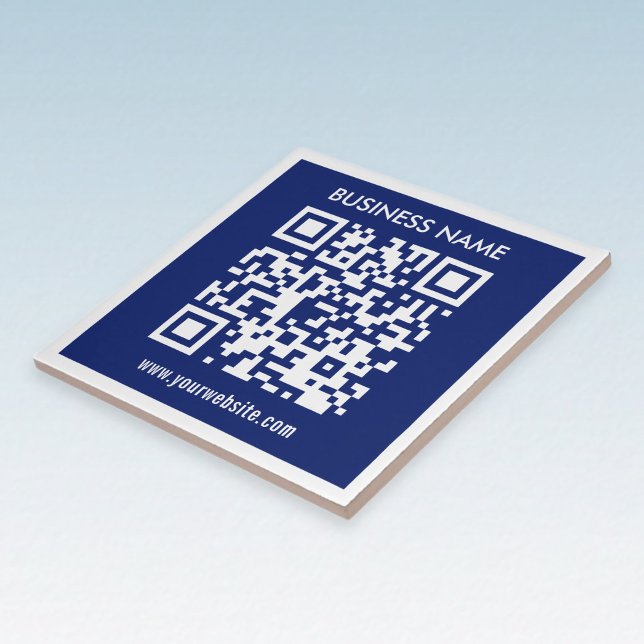 Editable (instantly generated) QR code | Navy Blue Ceramic Tile (Creator Uploaded)
