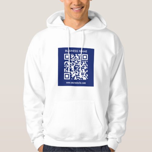 Editable instantly generated QR code  Navy Blue Hoodie