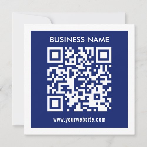 Editable instantly generated QR code  Navy Blue Invitation