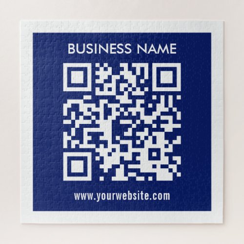 Editable instantly generated QR code  Navy Blue Jigsaw Puzzle