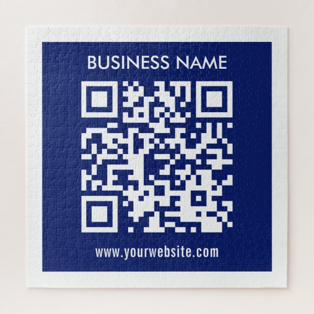 Editable (instantly generated) QR code | Navy Blue Jigsaw Puzzle (Vertical)
