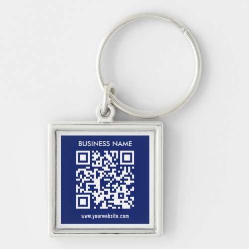 Editable instantly generated QR code  Navy Blue Keychain