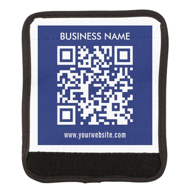 Editable (instantly generated) QR code | Navy Blue Luggage Handle Wrap (Front)