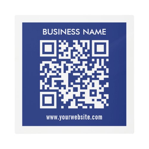 Editable instantly generated QR code  Navy Blue Metal Print