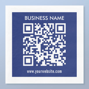 Editable (instantly generated) QR code Navy Blue Napkins