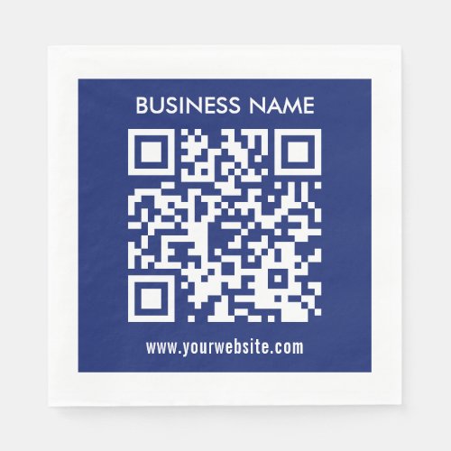 Editable instantly generated QR code  Navy Blue Napkins