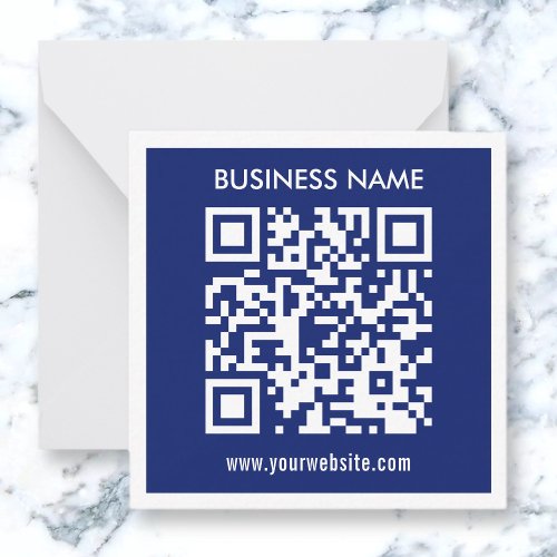 Editable instantly generated QR code  Navy Blue Note Card