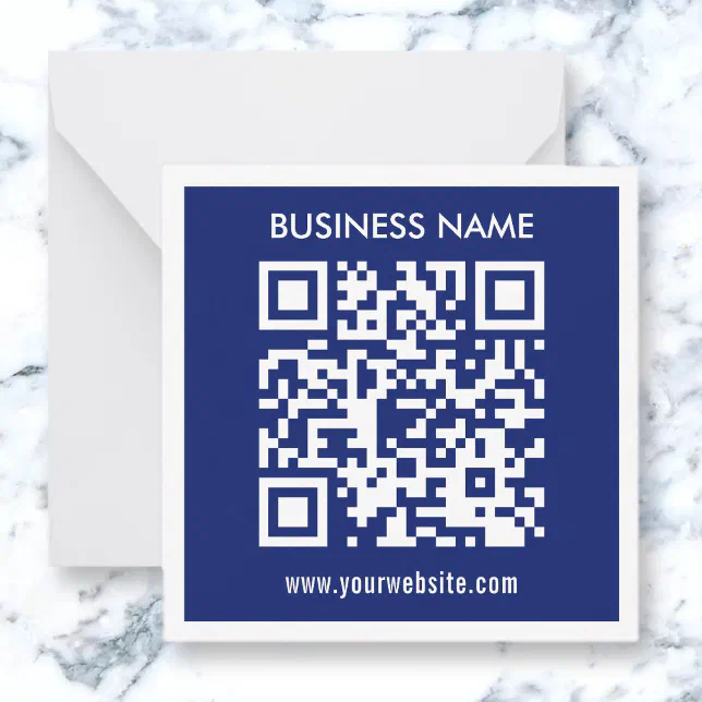 Editable (instantly generated) QR code | Navy Blue Note Card | Zazzle