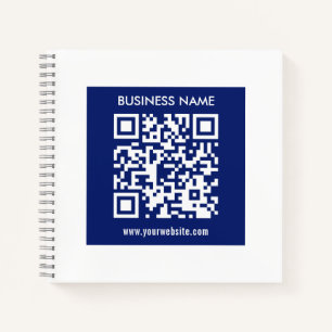 Editable (instantly generated) QR code Navy Blue Notebook