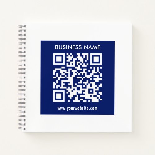 Editable instantly generated QR code  Navy Blue Notebook