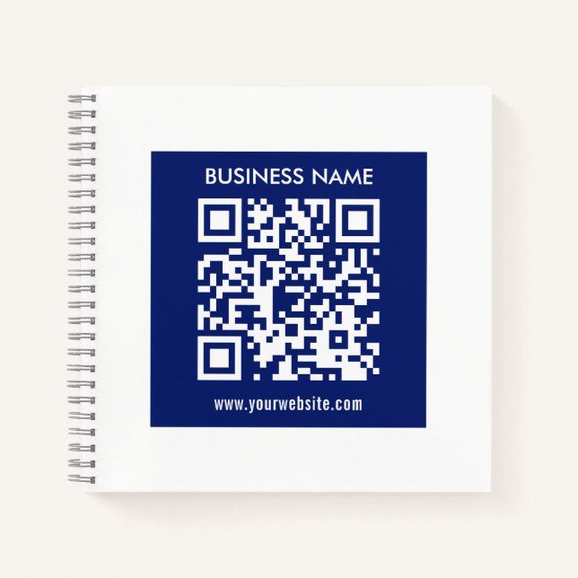 Editable (instantly generated) QR code | Navy Blue Notebook (Front)