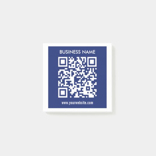 Editable instantly generated QR code  Navy Blue Post_it Notes