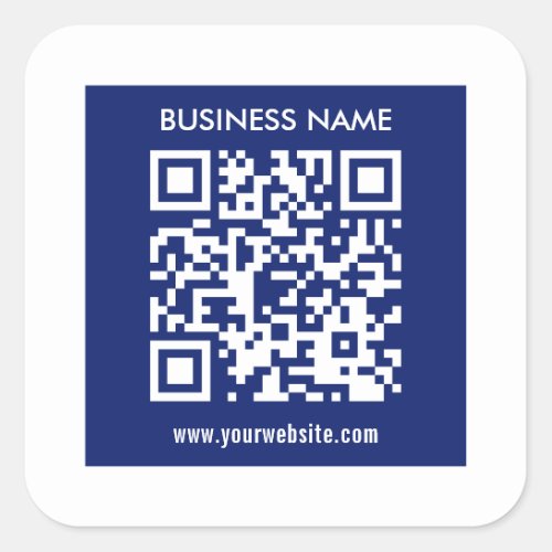 Editable instantly generated QR code  Navy Blue Square Sticker