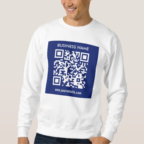 Editable instantly generated QR code  Navy Blue Sweatshirt