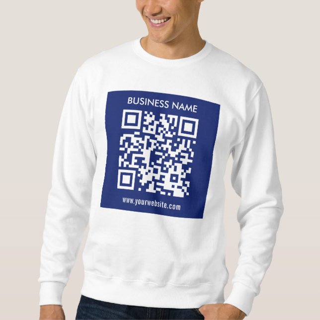 Editable (instantly generated) QR code | Navy Blue Sweatshirt (Front)