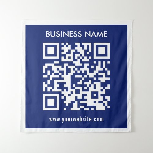 Editable instantly generated QR code  Navy Blue Tapestry