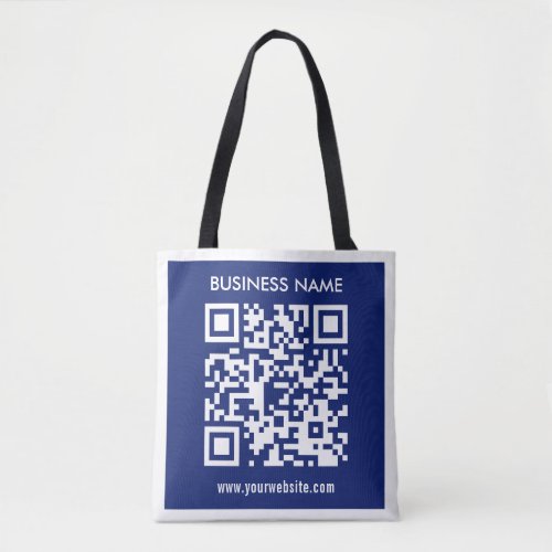 Editable instantly generated QR code  Navy Blue Tote Bag