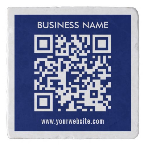 Editable instantly generated QR code  Navy Blue Trivet