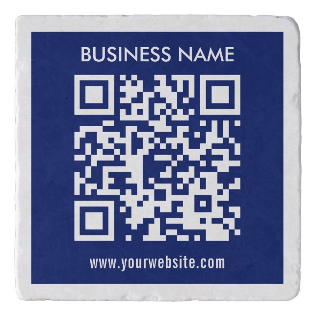 Editable (instantly generated) QR code | Navy Blue Trivet (Front)