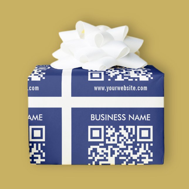 Editable (instantly generated) QR code | Navy Blue Wrapping Paper (Creator Uploaded)