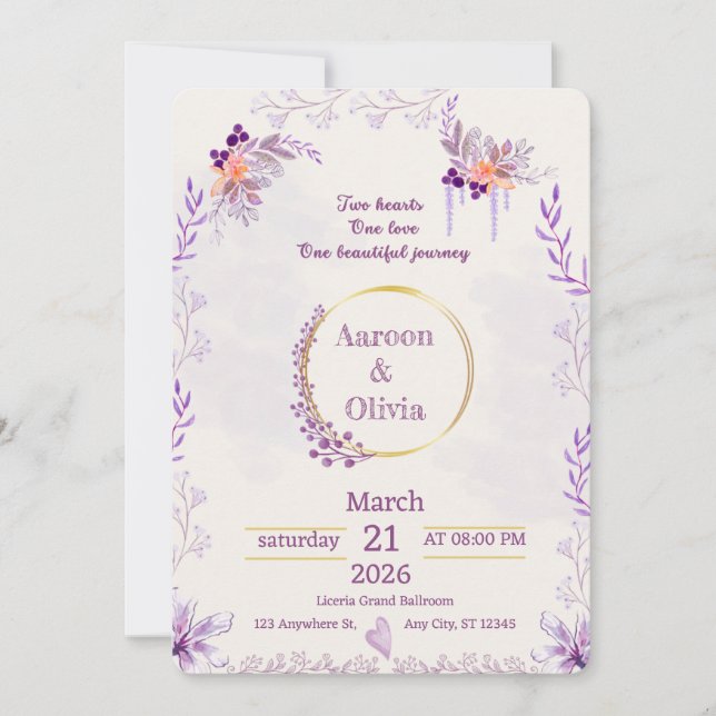 Editable Intimate Garden Wedding Invitation (Front)