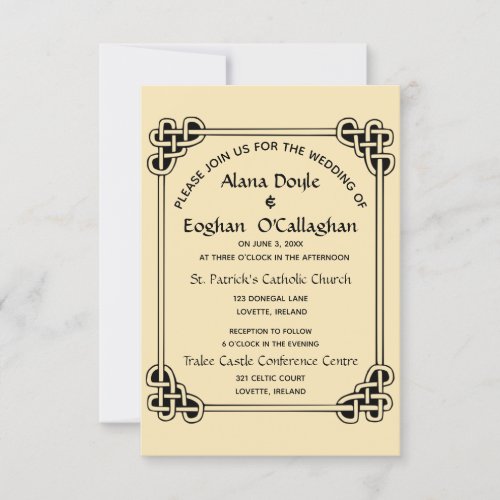 Editable Irish Celtic Knot Wedding Invitation