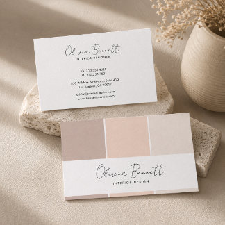 Editable Ivory Color, Modern Interior Designer Business Card