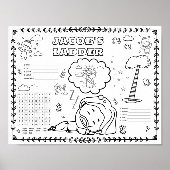 Editable jacobs ladder coloring mat  poster (Front)