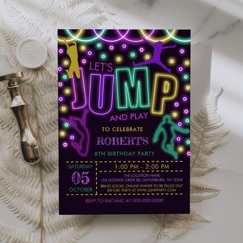 Editable Jump Birthday Invitation