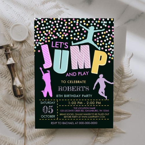 Editable Jump Birthday Jump Trampoline Invitation