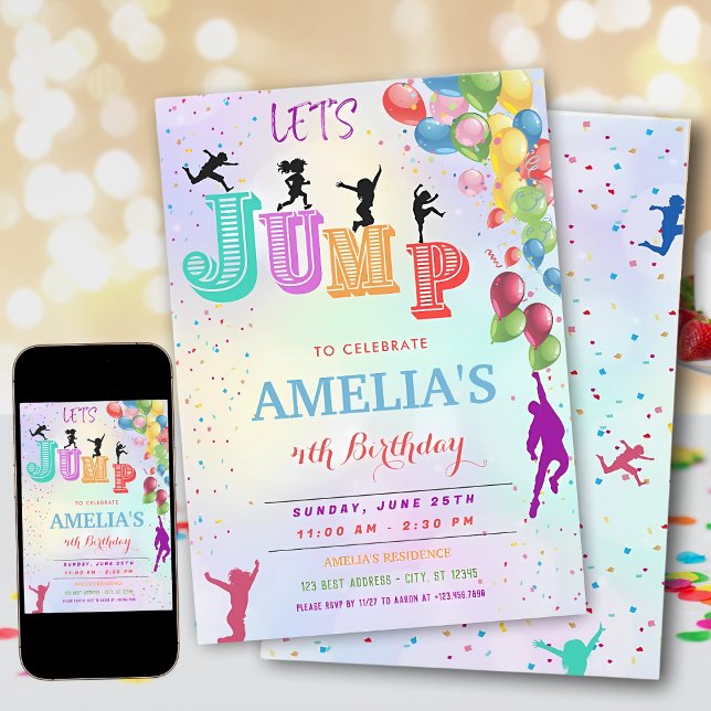 Editable Jump Trampoline Birthday Party  Invitation (Creator Uploaded)