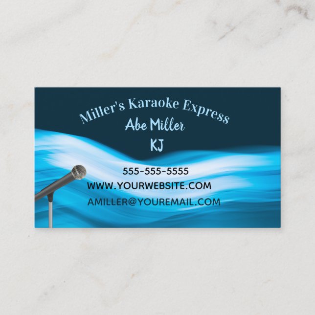 Editable Karaoke Jockey Microphone Business Card (Front)