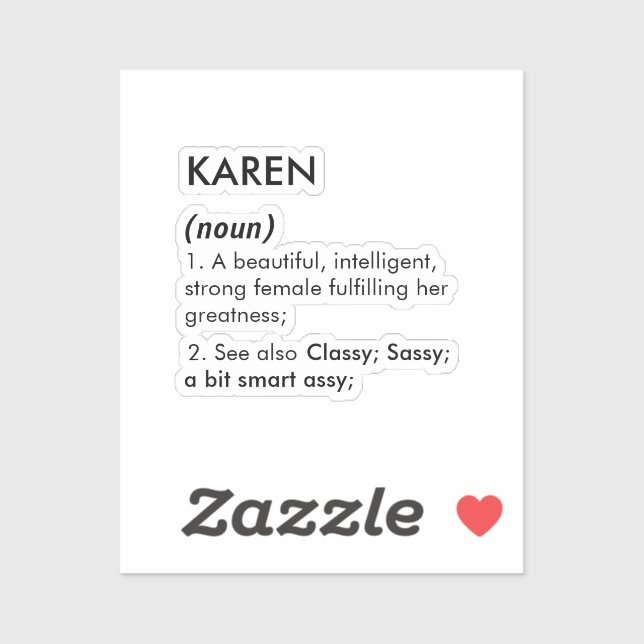 Editable Karen name definition, custom name Sticker (Sheet)