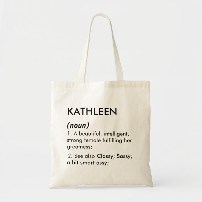 Editable Kathleen name definition, custom name Tote Bag (Front)
