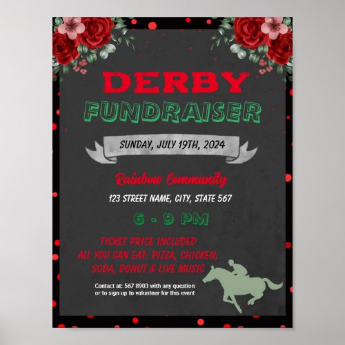 Editable Kentucky Derby day fundraiser Poster