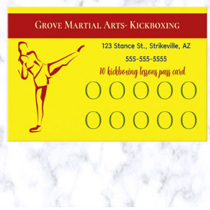 Editable Kickboxing Lessons Pass Card