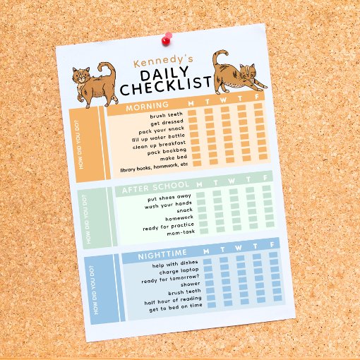 Editable Kids Daily Task Chore Checklist Printable Poster | Zazzle